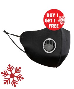 Black Face Mask With Breathing Valve - BOGOF